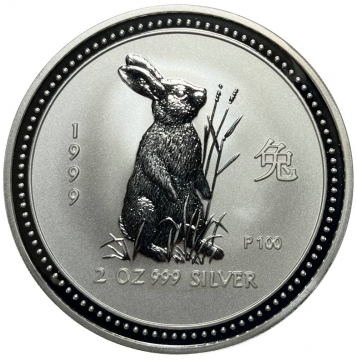 1999 2 oz Australian Silver Year of The Rabbit - Gem BU