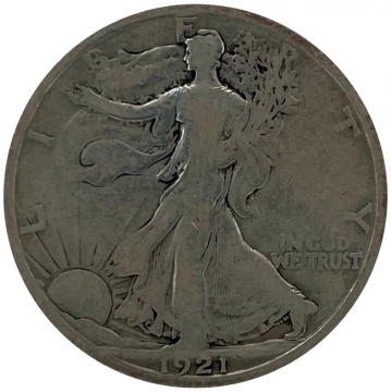 1921-S Walking Liberty Silver Half Dollar Coin - Key Date - Very Good +