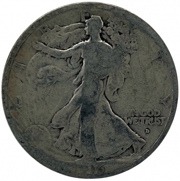 1916-D Walking Liberty Silver Half Dollar Coin - Good