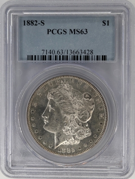 1882-S Morgan Silver Dollar Coin PCGS MS-63 - Choice and White!