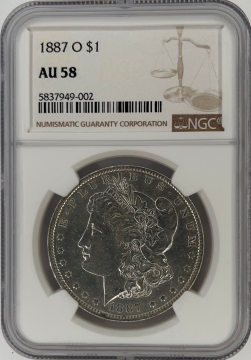 1887-O Morgan Silver Dollar Coin NGC AU-58 - Borderline Uncirculated
