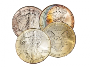 1 oz American Silver Eagle Coin - Random Date -  Impaired/Average Unc 