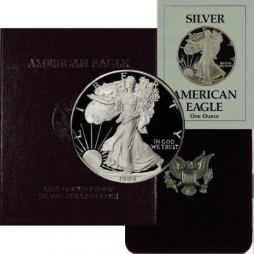 1988-S 1 oz American Proof Silver Eagle Coin - Gem Proof (w/ Box & COA)