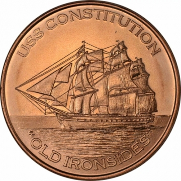 1 oz Copper Round - USS Constitution "Old Ironsides"