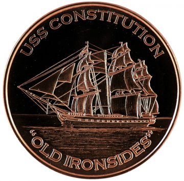 1 oz Copper Round - U.S.S. Constitution "Old Ironsides" Design
