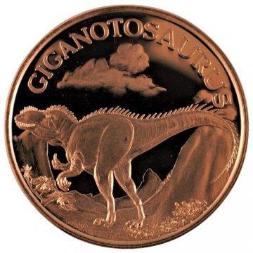 1 oz Copper Round - Dinosaur Series - Giganotosaurus Design