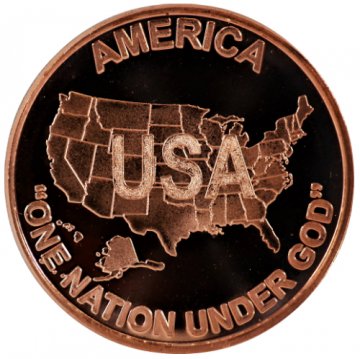 1 oz Copper Round - America One Nation Under God Design