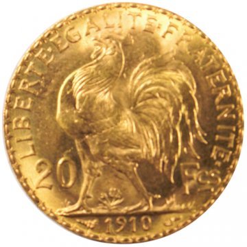 Early 1900's French 20 Francs Rooster Gold Coin - Brilliant Uncirculated