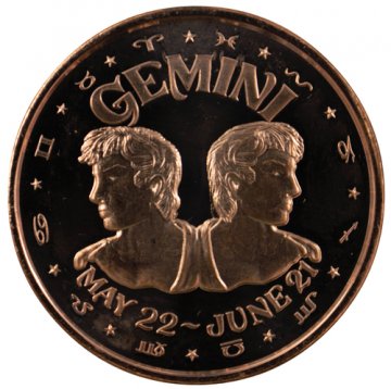 1 oz Gemini Copper Round from the Zodiac Series