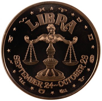 1 oz Libra Copper Round from the Zodiac Series
