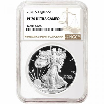 2020-S 1 oz Proof American Silver Eagle Coin - NGC PF-70 Ultra Cameo