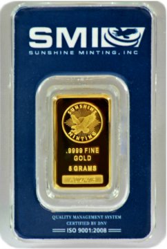 Sunshine Minting 5 gram Gold Bar - New Design (In TEP Packaging w/ Mint Mark SI™)