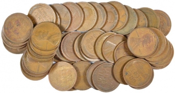 1930-1939 50-Coin Mini Bag of Lincoln Wheat Cent Coins - Avg. Circ.