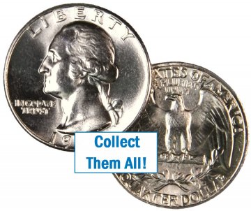 1950 Washington Silver Quarter Coin - Choice BU