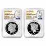 2023 Proof Morgan and Peace Silver Dollar 2 Pc Set - NGC PF-70 Early Releases - Morgan and Peace Dollar Label
