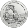 2014-P 5 oz Burnished Arches ATB Silver Coin (w/ Box & COA)