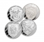 Harry Potter 1 oz Silver Houses 4 Piece Set: Gryffindor, Slythern, Ravenclaw & Hufflepuff  - Gem BU
