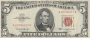 1963 $5.00 U.S. Note - Red Seal - Extremely Fine