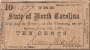 1861 State of North Carolina Obsolete Bank Note - $.10 Ten Cents - Fine or Better