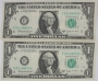 1963B $1.00 Federal Reserve Barr Note - 2 Consecutive Serial Numbers - Crisp Uncirculated
