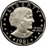 1981-S Susan B. Anthony Proof Dollar Coin - Type 2 - Choice PF