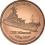 1 oz Copper Round - US Navy - USS Missouri "Big Mo"