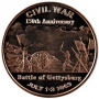 1 oz Copper Round - Civil War Series - Battle of Gettysburg Design