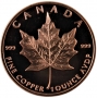 1 oz Copper Round - Canadian Maple Leaf Design